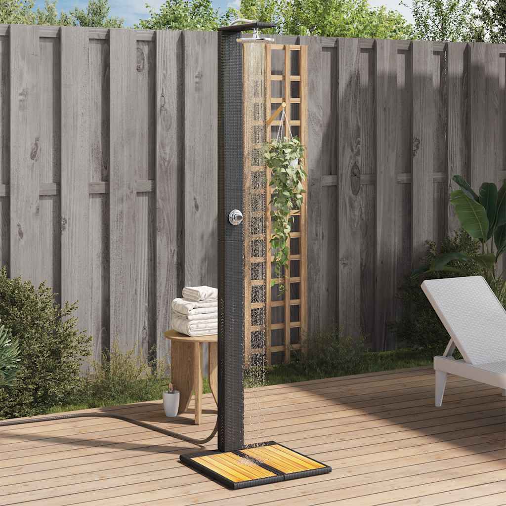 Vidaxl Douche extérieure 50x55x224 cm Poly Rattan et Acaciahout Black