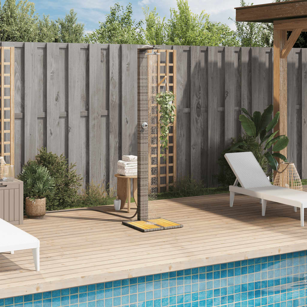 Vidaxl Douche extérieure 50x55x224 cm Poly Rattan et ACACIA Wood Grey