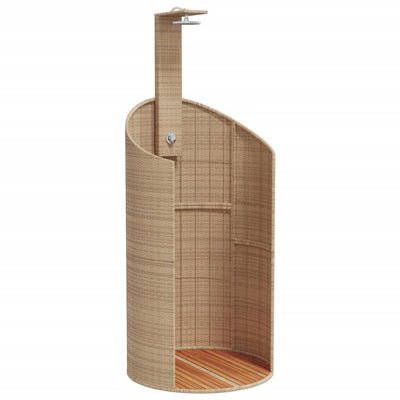 Vidaxl Douche extérieure 100x100x241,5 cm Poly Rattan et Acaciahout Beige