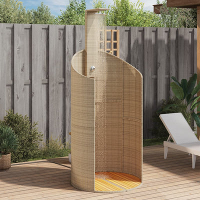 Vidaxl Douche extérieure 100x100x241,5 cm Poly Rattan et Acaciahout Beige