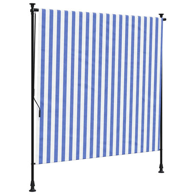 Vidaxl Rouleau aveugle pour l'extérieur de 200x270 cm tissu et acier bleu et blanc