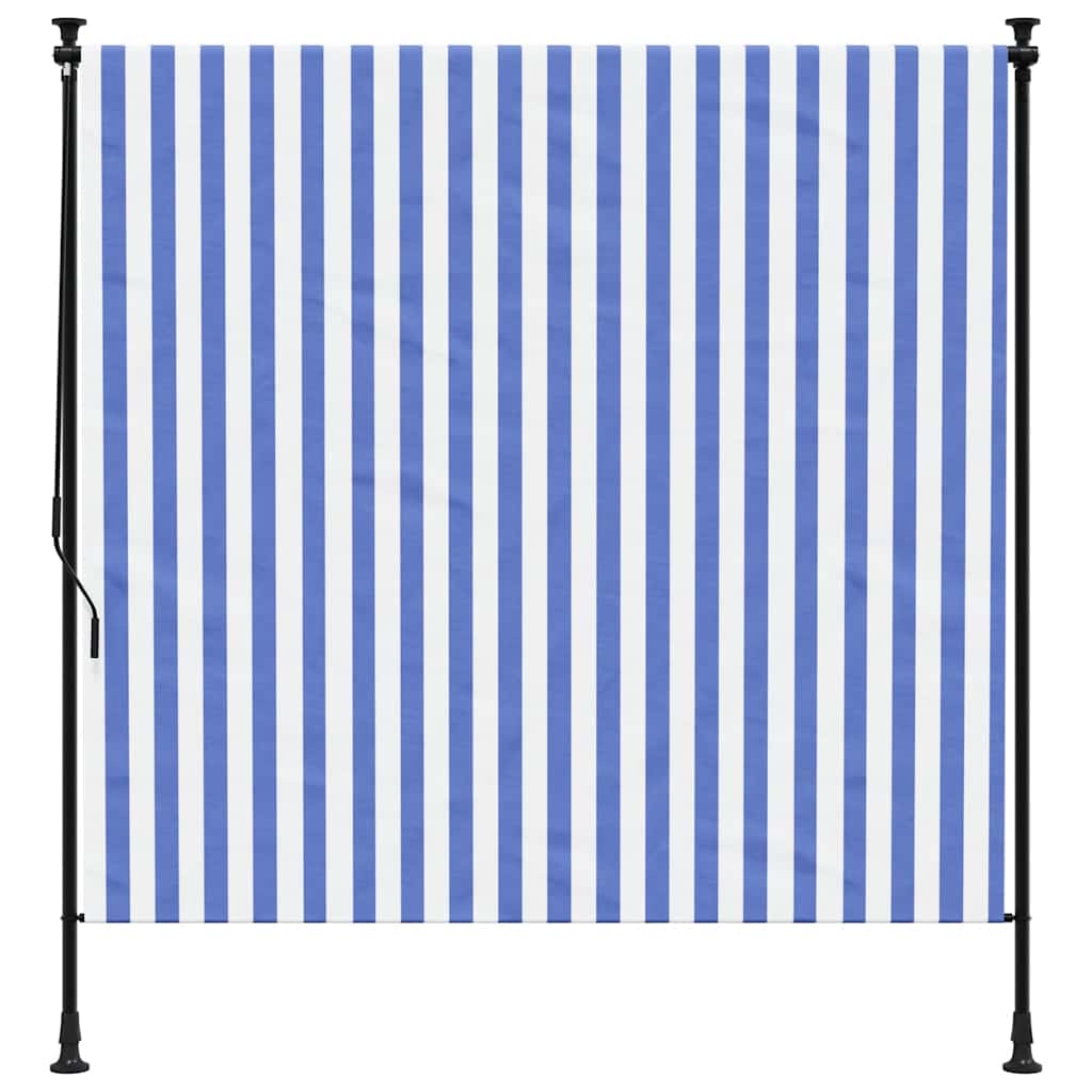 Vidaxl Rouleau aveugle pour l'extérieur de 200x270 cm tissu et acier bleu et blanc