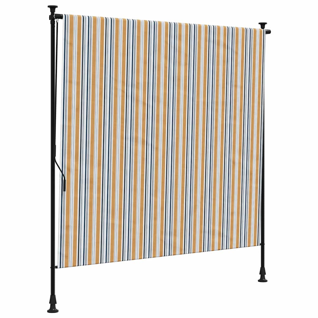 Vidaxl Rouleau aveugle pour l'extérieur de 150x270 cm tissu et acier jaune et blanc