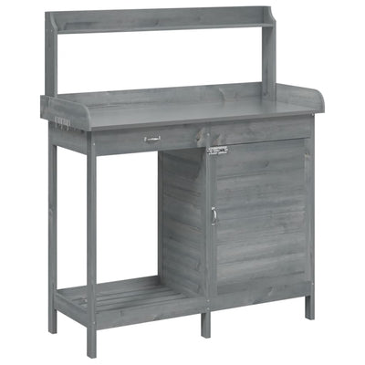 Vidaxl Botton Table avec placard 110.5x45x124.5 cm Gris de portier solide