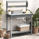 Table de Vidaxl Botto avec évier 147.5x44x139.5 cm Gris en bois pur