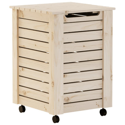 Panier à linge Vidaxl avec roues Rana 45x45x64 cm en bois de pin massif