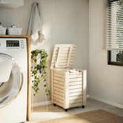Panier à linge Vidaxl avec roues Rana 45x45x64 cm en bois de pin massif - afbeelding 3