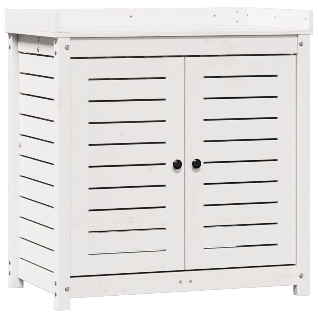 Table de Vidaxl Botton avec étagères 82.5x50x86.5 cm Pine solide blanc