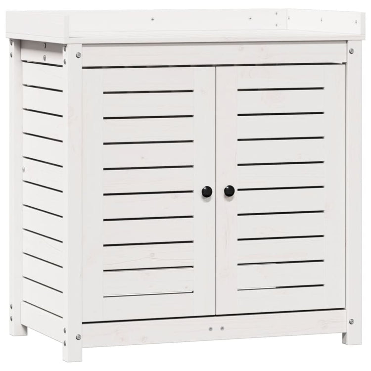 Table de Vidaxl Botton avec étagères 82.5x50x86.5 cm Pine solide blanc