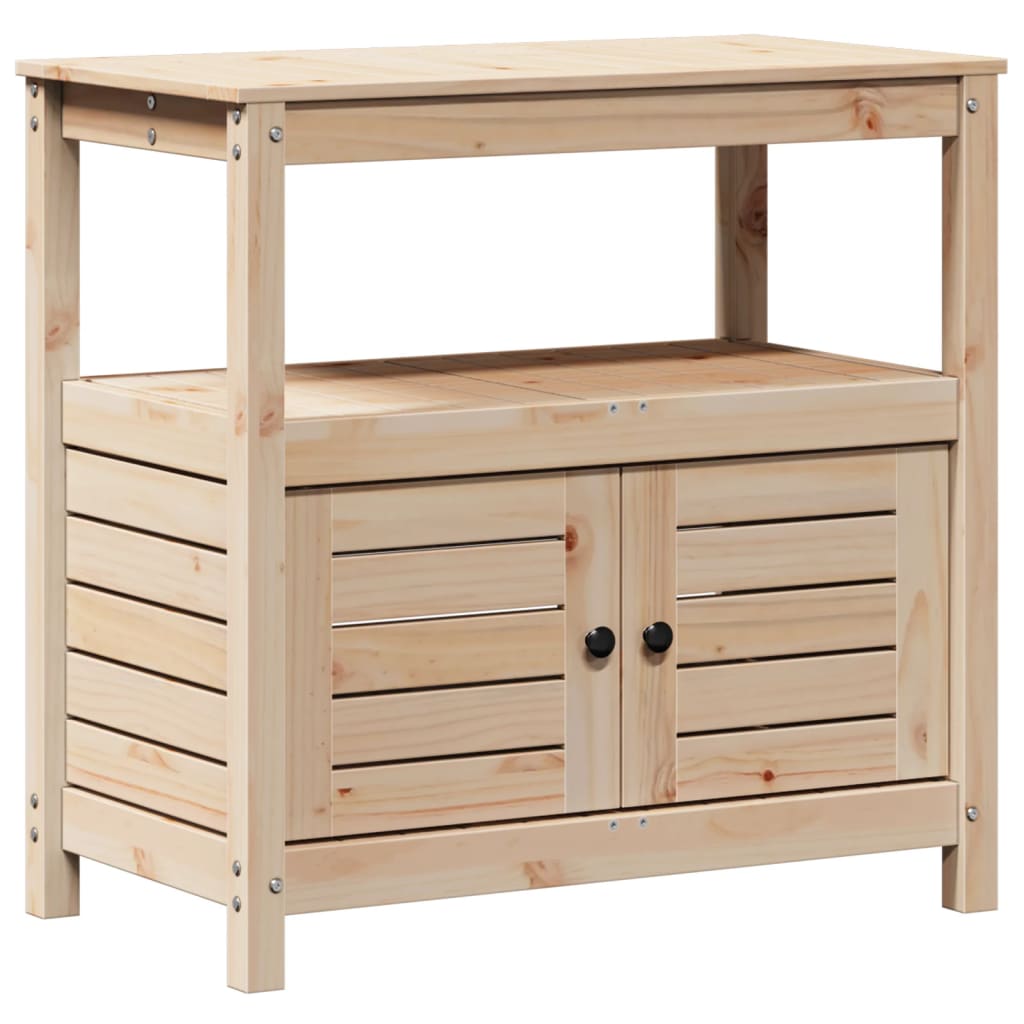 Table de Vidaxl Botton avec étagères 82.5x45x81 cm en bois de pin massif