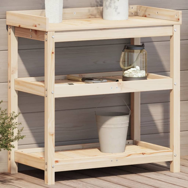 Vidaxl Botton Table avec étagères 82.5x45x86.5 cm Pine solide