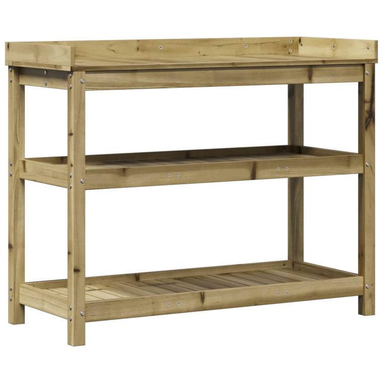 Vidaxx table d'empotage avec étagères 108x45x86,5 cm bois imprégné