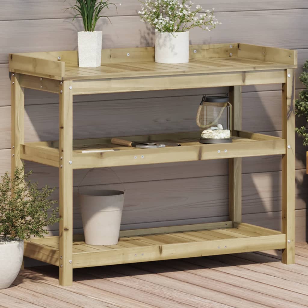 Vidaxx table d'empotage avec étagères 108x45x86,5 cm bois imprégné