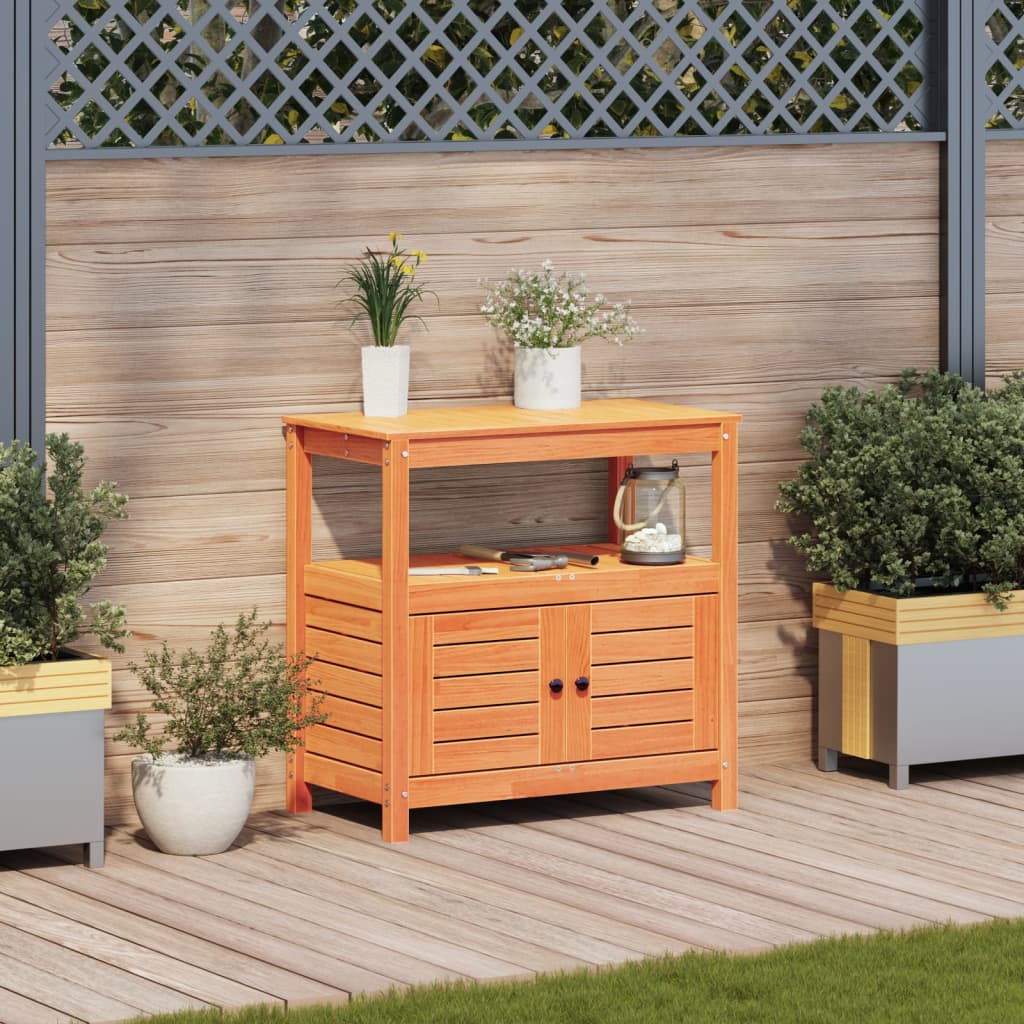 Tableau Vidaxl Botton avec étagères 82.5x45x81 cm en pin solide brun