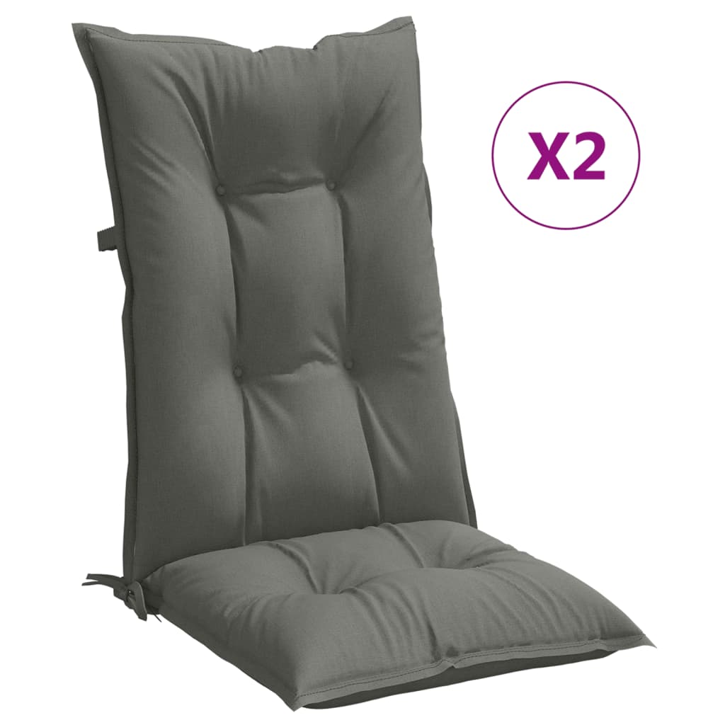 Coussins de chaise vidaxl 2 st arrière haut 120x50x7 cm tissu gris foncé