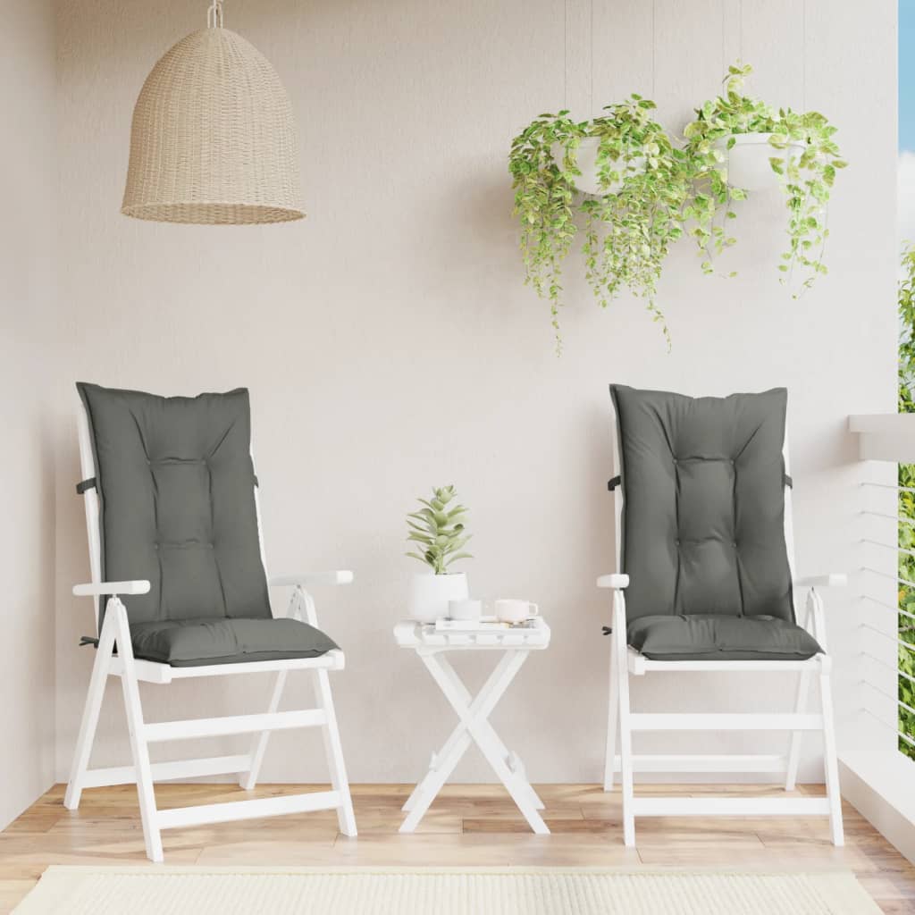 Coussins de chaise vidaxl 2 st arrière haut 120x50x7 cm tissu gris foncé