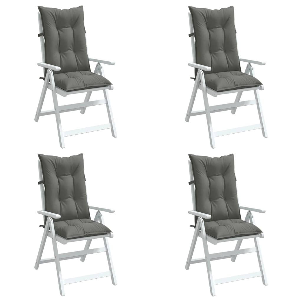 Coussins de chaise Vidaxl 4 st arrière haut 120x50x7 cm tissu gris foncé