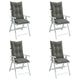 Coussins de chaise Vidaxl 4 st arrière haut 120x50x7 cm tissu gris foncé