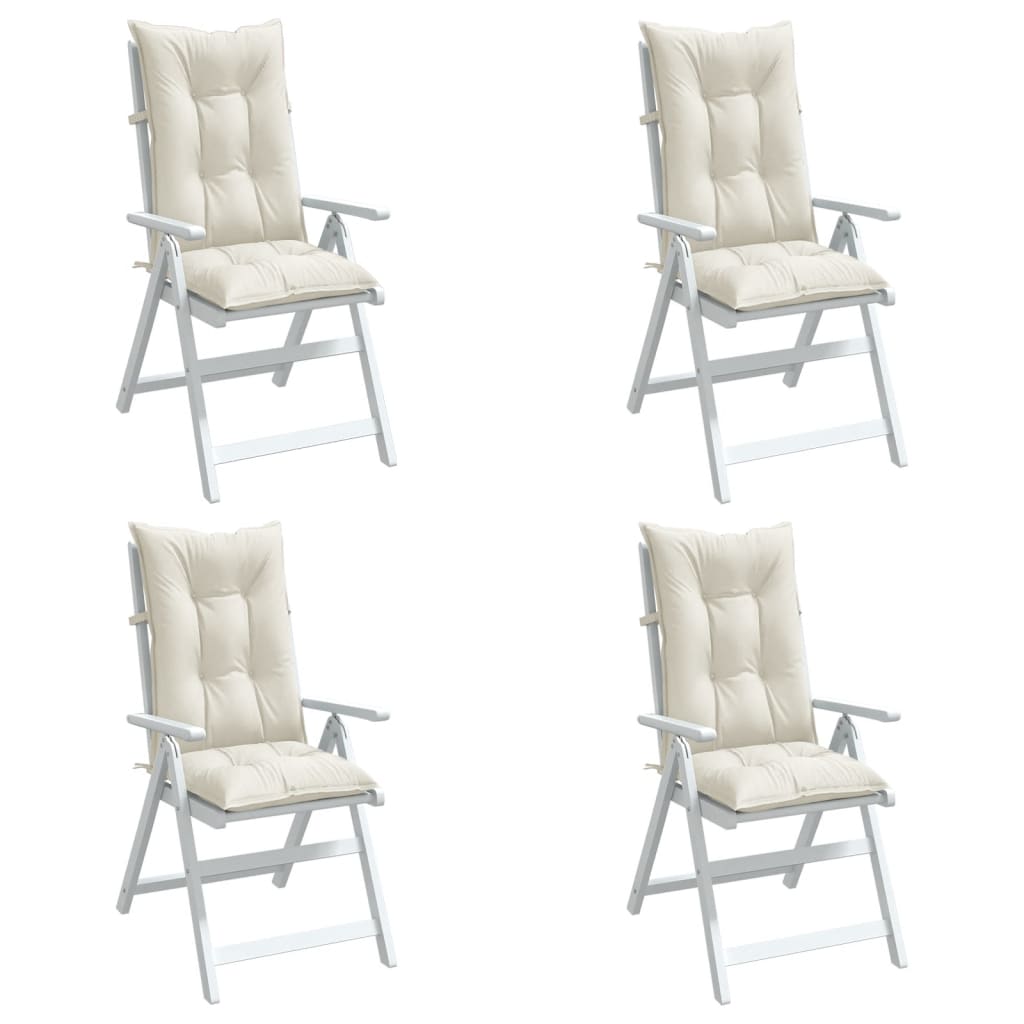 Coussins de chaise Vidaxl 4 st arrière haut 120x50x7 cm CRÈME MILTE