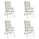Coussins de chaise Vidaxl 4 st arrière haut 120x50x7 cm CRÈME MILTE