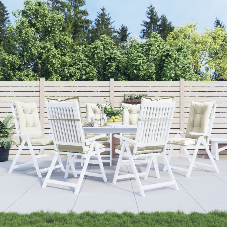 Coussins de chaise Vidaxl 6 st dos haut 120x50x7 cm Crème mélangée en tissu