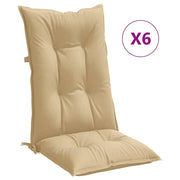 Coussins de chaise vidaxl 6 st dos haut 120x50x7 cm en tissu mélange beige - afbeelding 2
