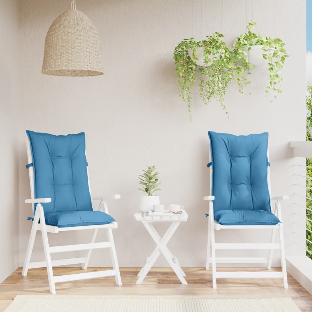 Coussins de chaise vidaxl 2 st arrière haut 120x50x7 cm tissu bleu mélangé