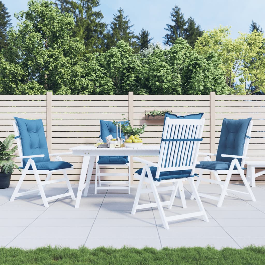 Coussins de chaise vidaxl 4 st arrière haut 120x50x7 cm tissu bleu mélangé