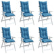 Coussins de chaise vidaxl 6 st arrière haut 120x50x7 cm tissu mixte bleu