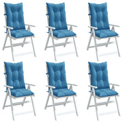 Coussins de chaise vidaxl 6 st arrière haut 120x50x7 cm tissu mixte bleu - afbeelding 1