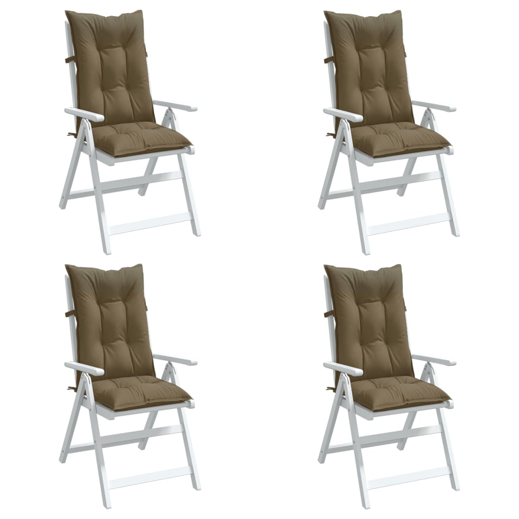 Coussins de chaise vidaxl 4 st arrière haut 120x50x7 cm tissu mélangé taupe