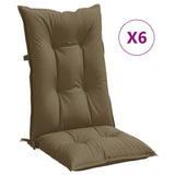 Coussins de chaise vidaxl 6 st arrière haut 120x50x7 cm tissu mélangé taupe - afbeelding 2