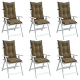 Coussins de chaise vidaxl 6 st arrière haut 120x50x7 cm tissu mélangé taupe - afbeelding 1