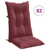 Coussins de chaise vidaxl 2 st arrière haut 120x50x7 cm en tissu vin mélangé rouge