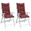 Coussins de chaise vidaxl 2 st arrière haut 120x50x7 cm en tissu vin mélangé rouge