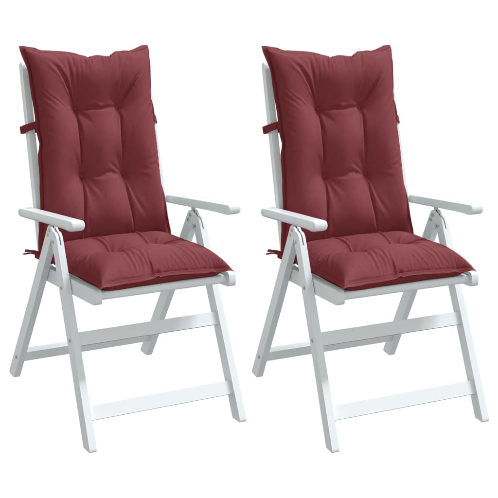 Coussins de chaise vidaxl 2 st arrière haut 120x50x7 cm en tissu vin mélangé rouge