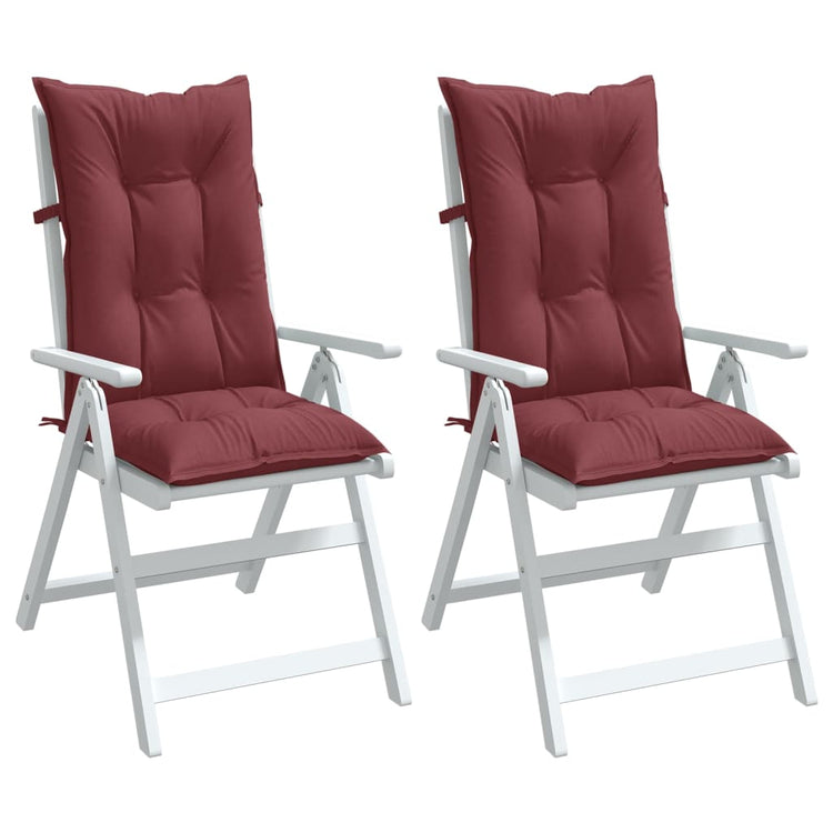 Coussins de chaise vidaxl 2 st arrière haut 120x50x7 cm en tissu vin mélangé rouge