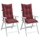 Coussins de chaise vidaxl 2 st arrière haut 120x50x7 cm en tissu vin mélangé rouge
