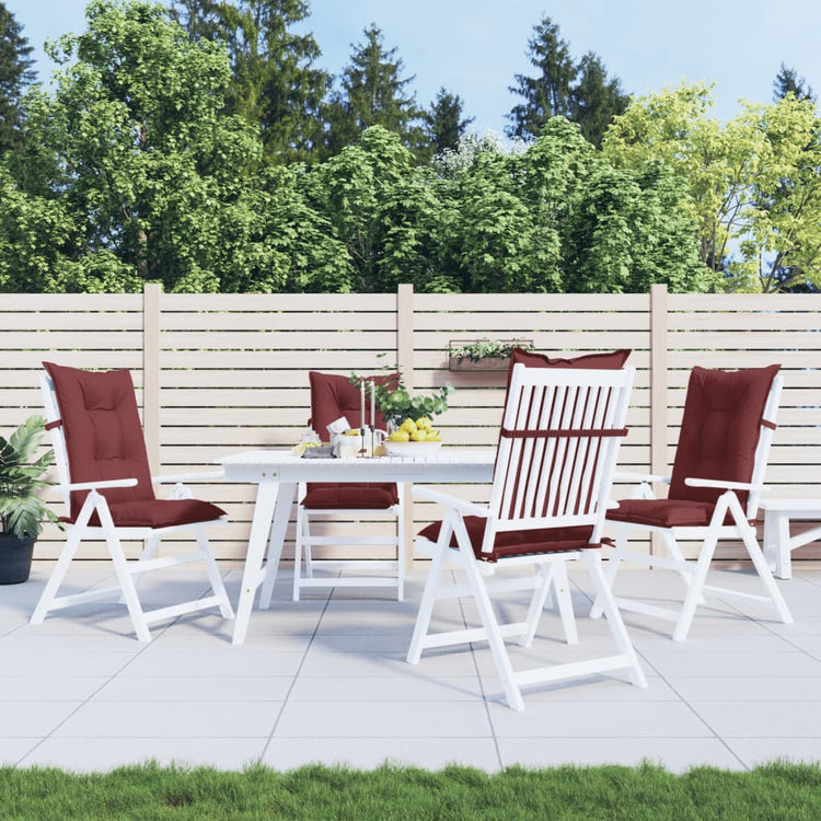 Coussins de chaise vidaxl 4 st arrière haut 120x50x7 cm en tissu vin mélangé rouge
