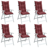 Coussins de chaise vidaxl 6 st arrière haut 120x50x7 cm de tissu vin mélangé rouge - afbeelding 1