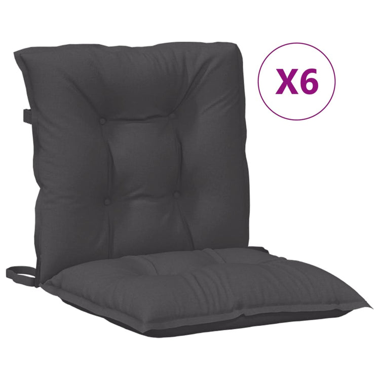 Coussins de chaise vidaxl 6 pcs bas dos 100x50x7 cm Tissu mixte anthracite