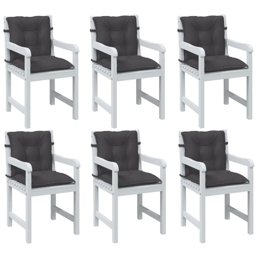 Coussins de chaise vidaxl 6 pcs bas dos 100x50x7 cm Tissu mixte anthracite