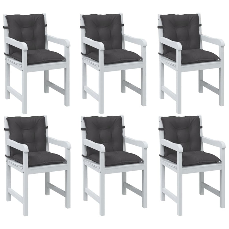 Coussins de chaise vidaxl 6 pcs bas dos 100x50x7 cm Tissu mixte anthracite