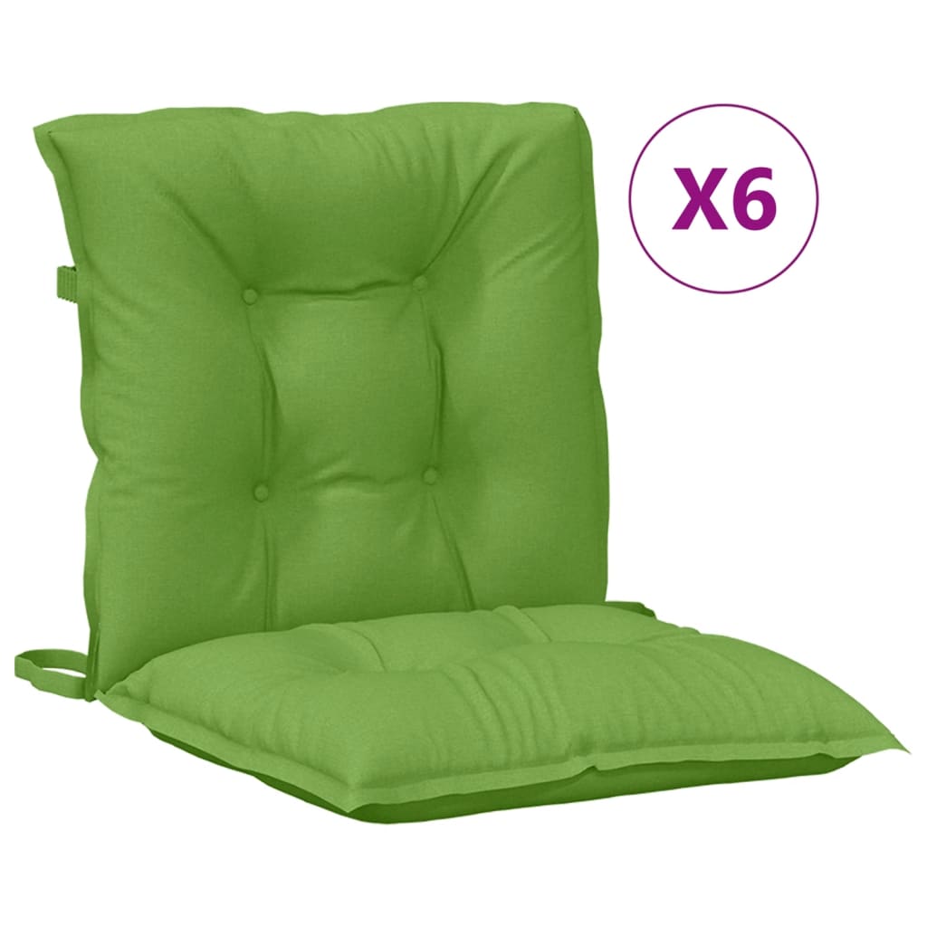 Coussins de chaise vidaxl 6 pcs bas dos 100x50x7 cm en tissu vert mélangé