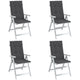 Coussins de chaise vidaxl 4 st dos haut 120x50x4 cm Tissu mixte anthracite