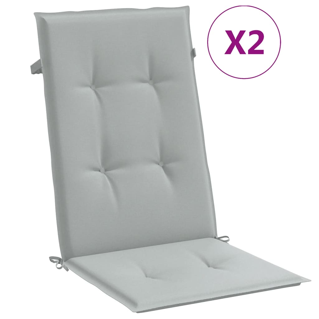 Coussins de chaise Vidaxl 2 st arrière haut 120x50x4 cm Gris clair