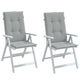 Coussins de chaise Vidaxl 2 st arrière haut 120x50x4 cm Gris clair