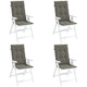 Coussins de chaise vidaxl 4 st arrière haut 120x50x4 cm tissu gris foncé