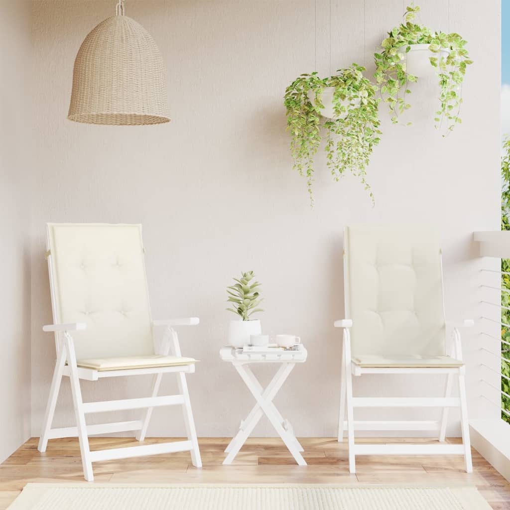 Coussins de chaise Vidaxl 2 st dos haut 120x50x4 cm en tissu mélangé crème