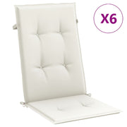 Coussins de chaise Vidaxl 6 st dossier haut 120x50x4 cm Crème mélangée en tissu - afbeelding 2